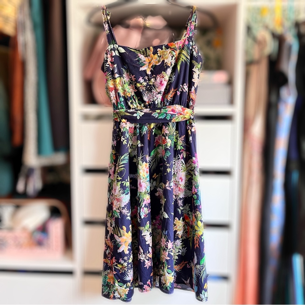 Tropical Navy Dress